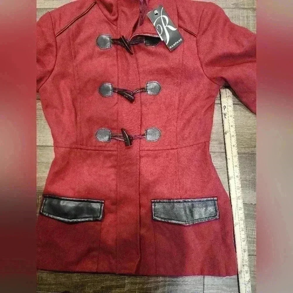 Rampage Sz Medium Burgundy Toggle Button Womens Coat Jacket Blazer NWT - Picture 7 of 7